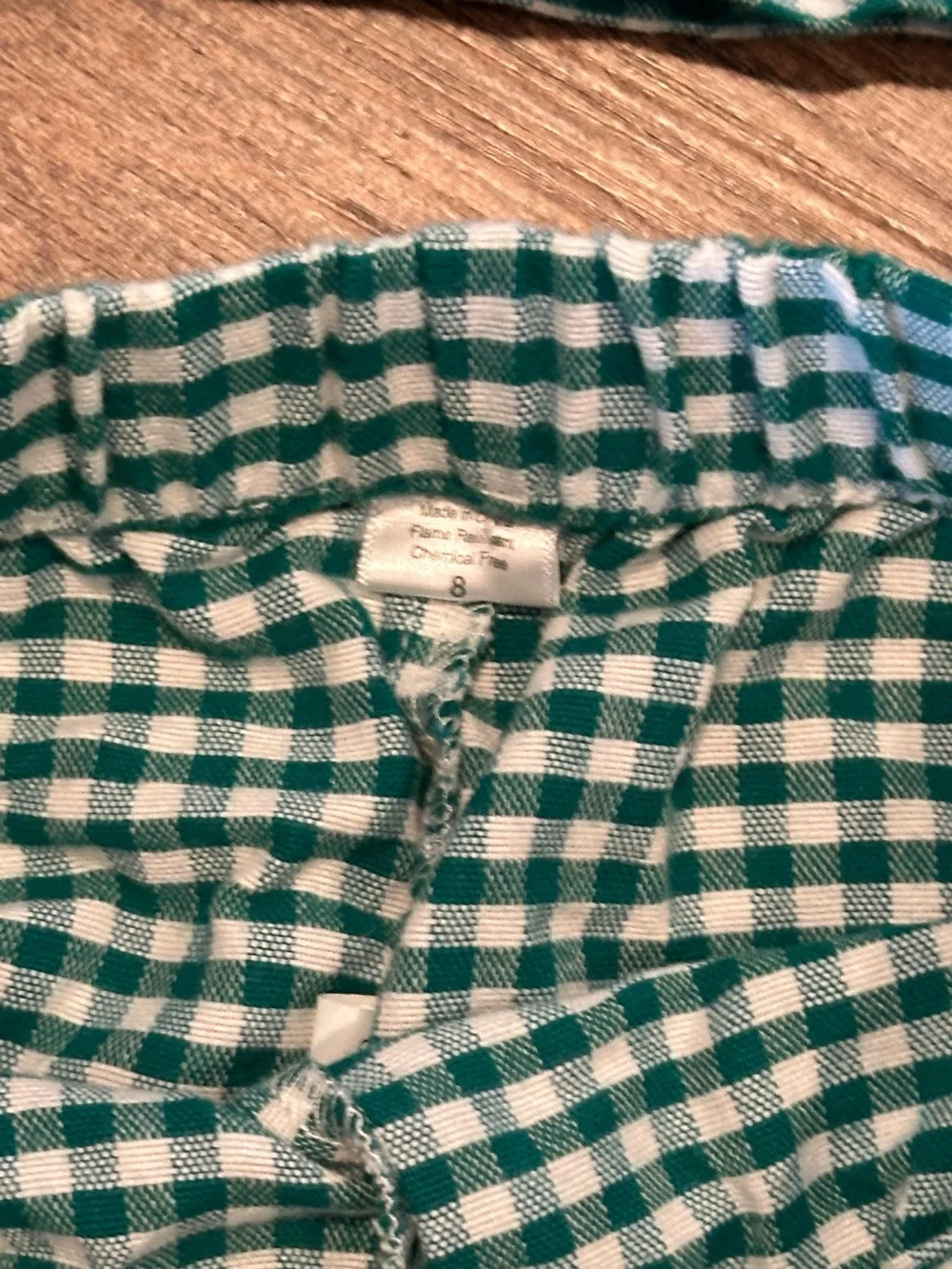 Petite Plume Green Gingham Kids (8)  Pajama Set - Classic Button-Down